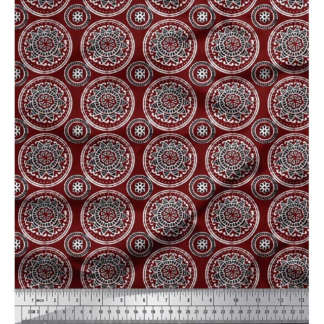 Soimoi Rayon Fabric Floral Block Fabric Prints by Yard 56 Inch Wide