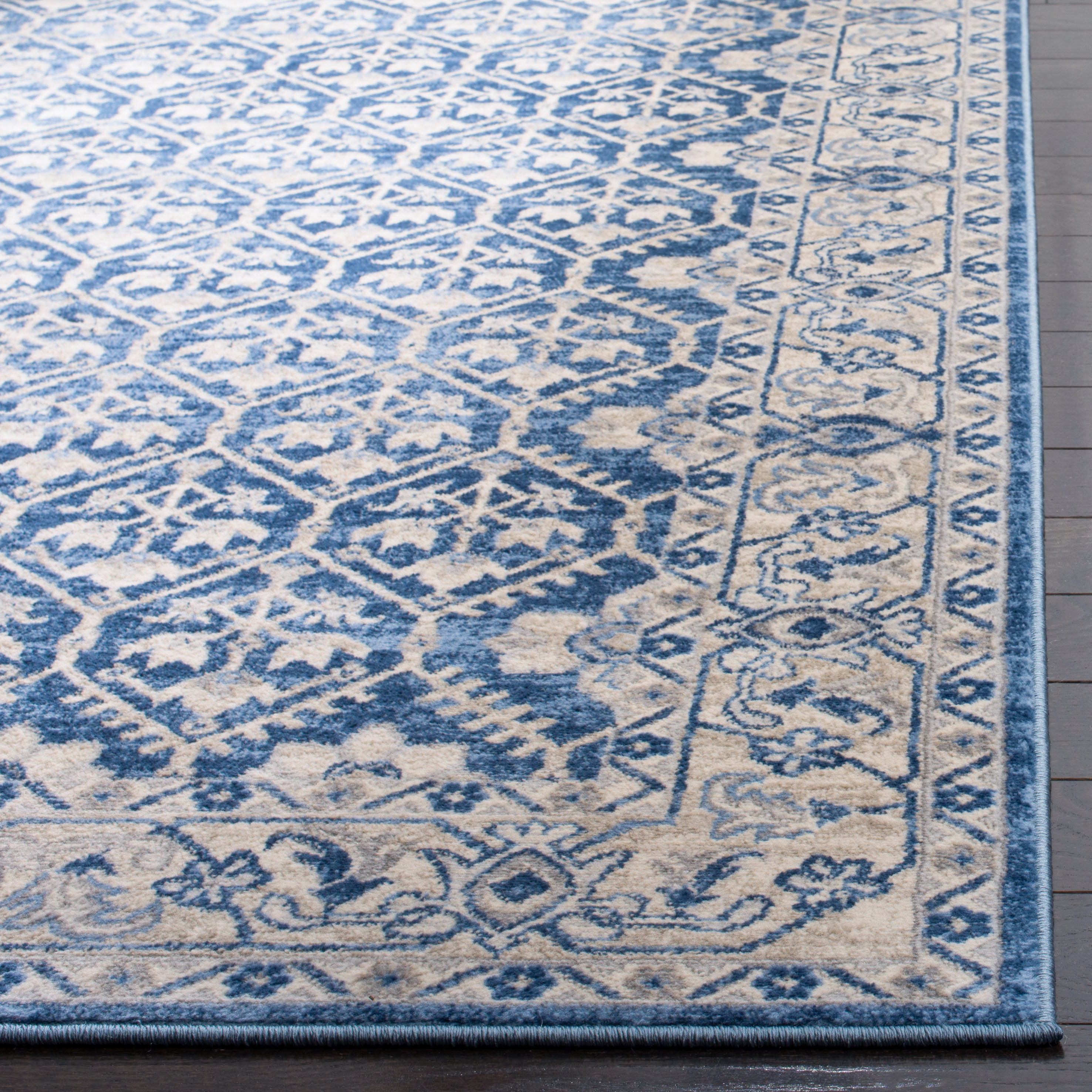 SAFAVIEH Brentwood Pompeii Geometric Runner Rug, Navy/Light Gray, 2' x 10'