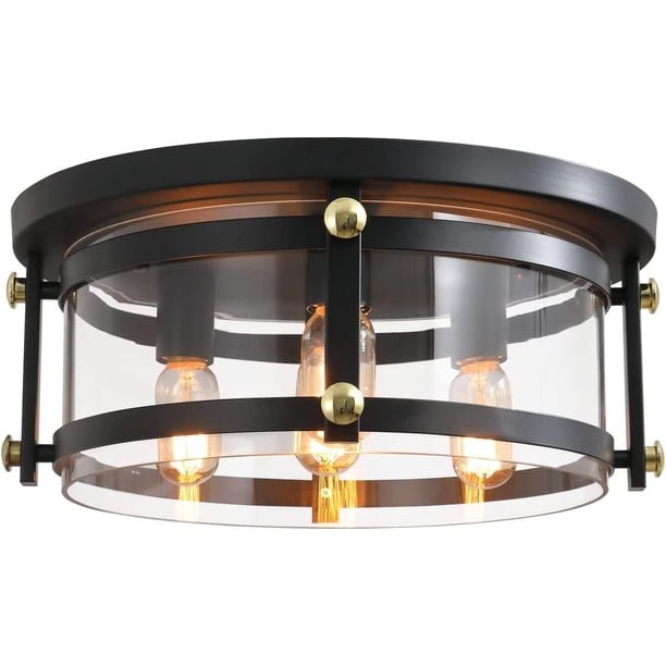 Maxax 4 Lights Flush Mount Ceiling Light, Retro Industrial Metal