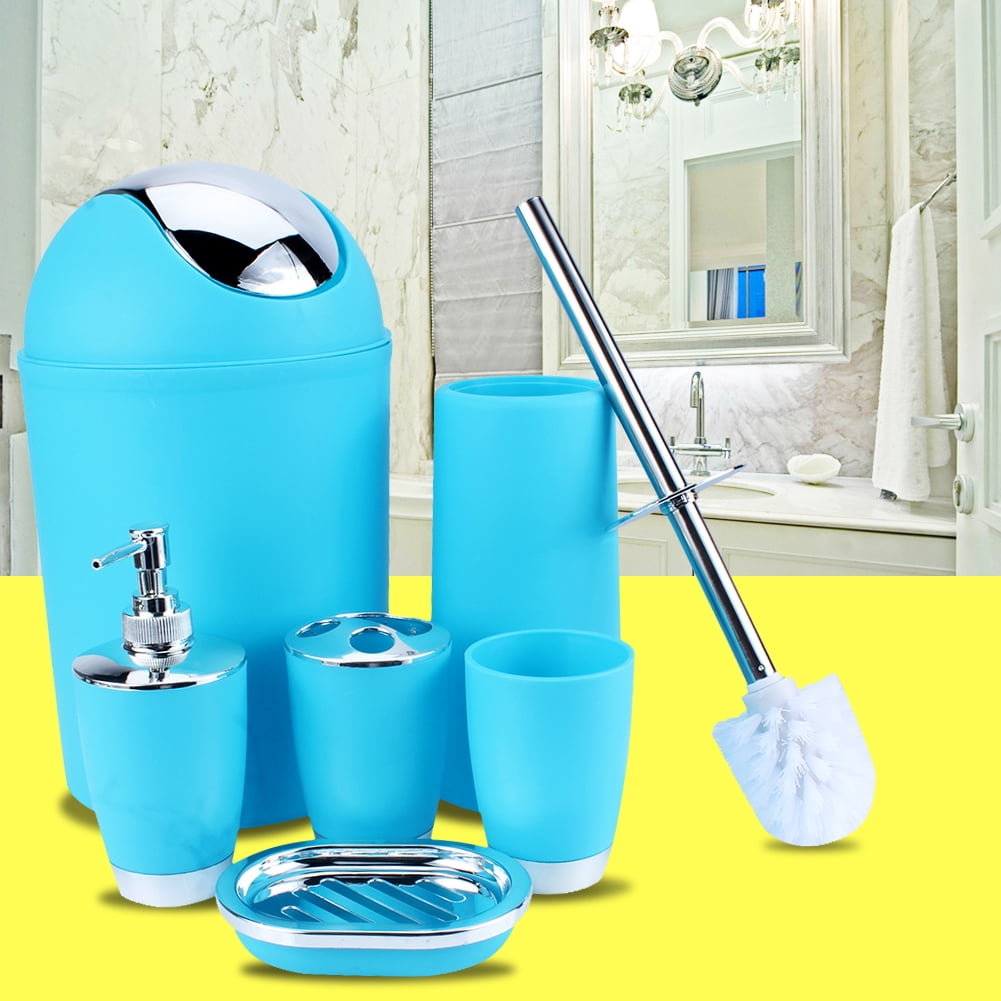 6 Piece Plastic Bathroom Accessory Set