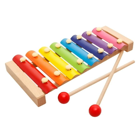 QAYOZ 8 Notes Xylophone 8 Notes Colorful Rainbow Chromatic Wooden Percussion Xylophone Instrument for Kids Toddlers