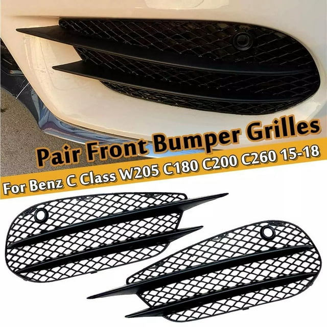 For Mercedes- W205 C-Class C180 C200 C260 2015-2018 Set L+R Front Bumper Fog Lamp Grill Grille Insert Face Bar Cover