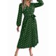 thumbnail image 2 of Vestido Plisado de Larga con Cuello en V y Lunares para Mujer, Informal, Holgado y con Cinturón Verde M, 2 of 10