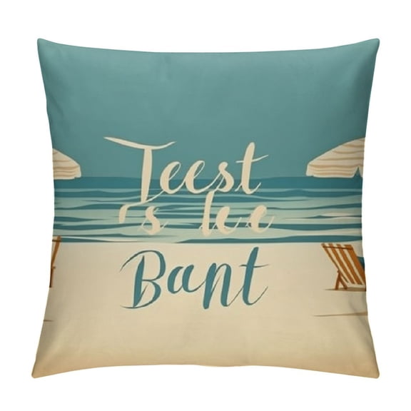 Beach Life Throw Pillow Cover Nautical Decoration Cushion Case,Blue Square Beach Decorative Pillow Case for Beach Bedroom Bed Outdoor Couch Sofa