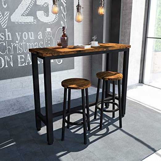 Counter Height Dining Table Wood Bistro Table Chair Set for Kitchen Kitchen Counter with Bar Chairs Mooseng Bar Table Set for 2 Suitable for Dating/Dining/Office/Work/Reading/Watching Movies