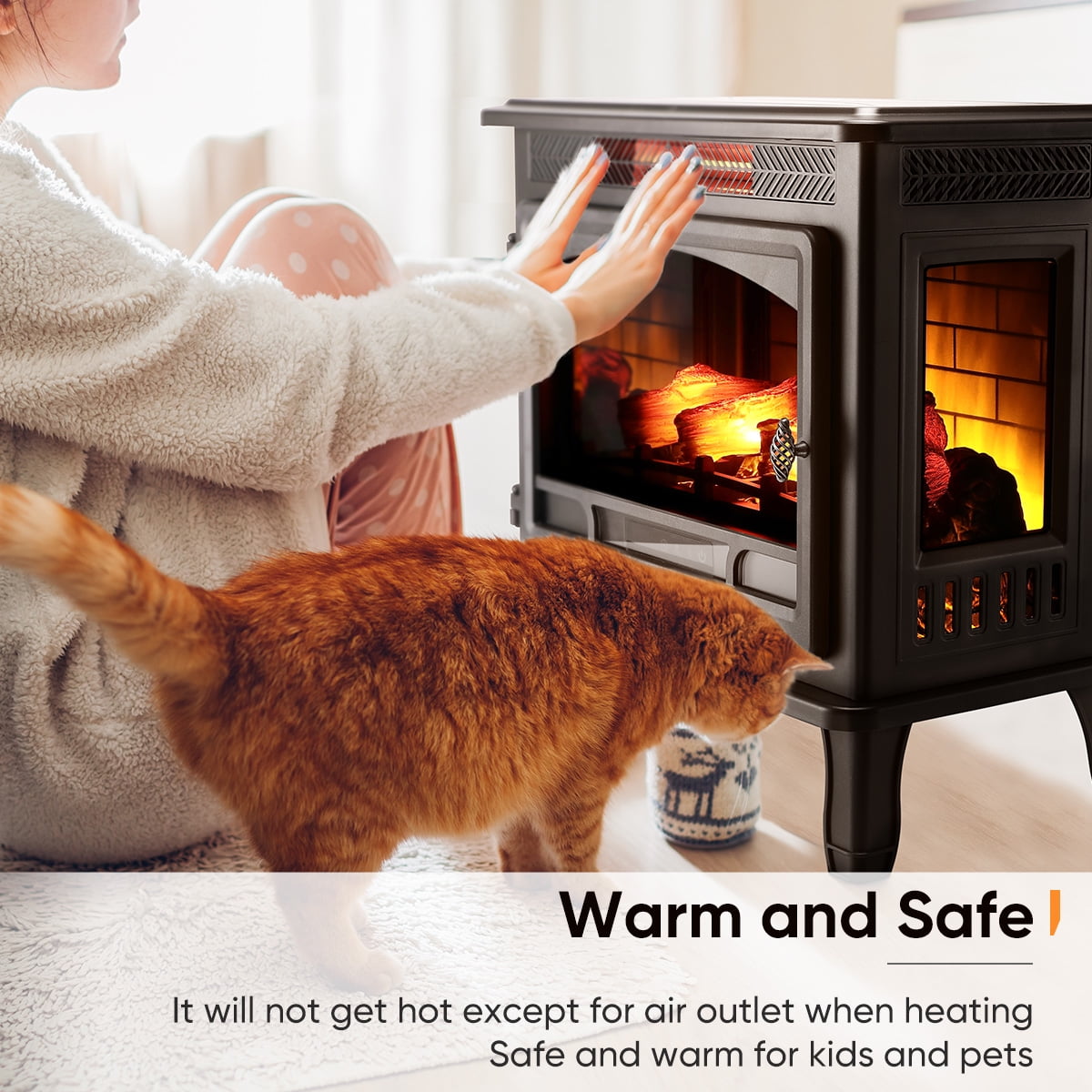HEAO 3D Infrared Electric Fireplace Stove with Visible Control Panel and  Remote, ETL Certified, 1500W (Black) - Walmart.com