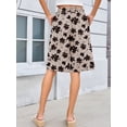 thumbnail image 3 of Chiclily Women's High Waisted Bermuda Shorts, Casual Summer Linen Feel Wide Leg Lounge Shorts with Pockets and Drawstring, Ink Dot Flowers Size L, 3 of 8