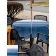 thumbnail image 6 of Square Outdoor Tablecloth with Umbrella Hole Haze Blue White Ombre Outside Table Cloth Waterproof Patio Table Cover Vintage Gradient Striped Aesthetics Zipper Tablecloths for Picnic 54x54 Inch, 6 of 8