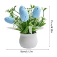 thumbnail image 3 of Simulated Spotted Egg Mini Potted Plant, Easter Decorative Centerpiece With Artificial Foliage, for Tabletop Display, Sky Blue, 3 of 7