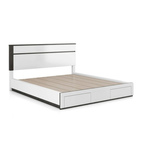 Furniture of America Misti Contemporary Wood Storage Queen Bed in White