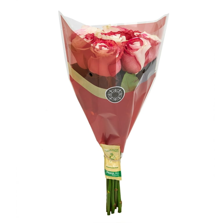 Fresh-Cut Tinted Roses Flower Bunch, Minimum 10 Stems, Colors Vary