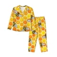 thumbnail image 1 of Fotbe Honeycombs Conjunto de Pijama de Manga Larga para Mujer con Estampado, Ropa de Dormir de 2 Piezas, Conjunto de Casa Suave y Cómodo con Bolsillos-Medium, 1 of 7