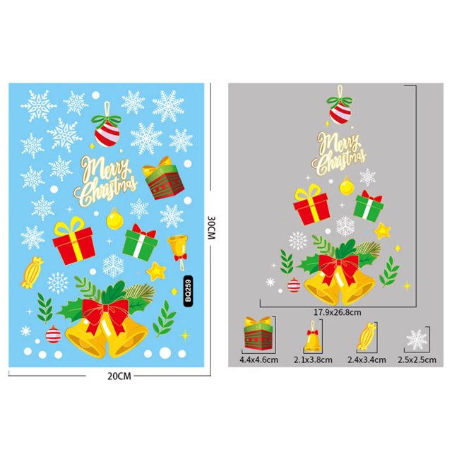 Pegatinas de decoración navideña para ventana, regalos de Papá Noel, pegatina de espejo de Feliz Navidad, árbol de Navidad, pegatina de vidrio para ventana, Año Nuevo 2024