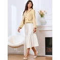 thumbnail image 4 of DARING DIVA Women's Vintage Notched Lapel Long Sleeve Cropped Blazer L Apricot, 4 of 6