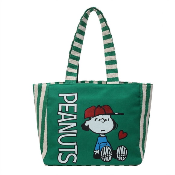 Sac en Toile Femme 2024 Nouveau Grande Capacité Snoopy Sac à lunch à Main Sac de Magasinage Maman Sac Fourre-Tout Rayé