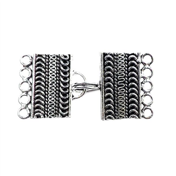 CSF-470 Silver Overlay Multi Strand Clasp With 5 Holes