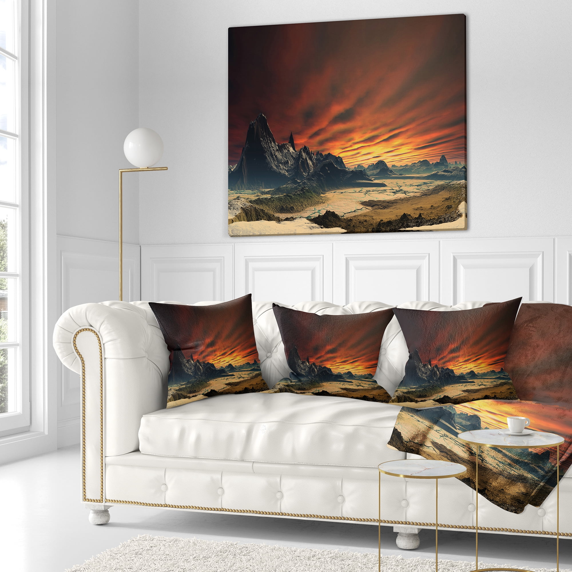 Designart Beautiful Alien Planet Traos - Landscape Printed Throw Pillow - 16x16