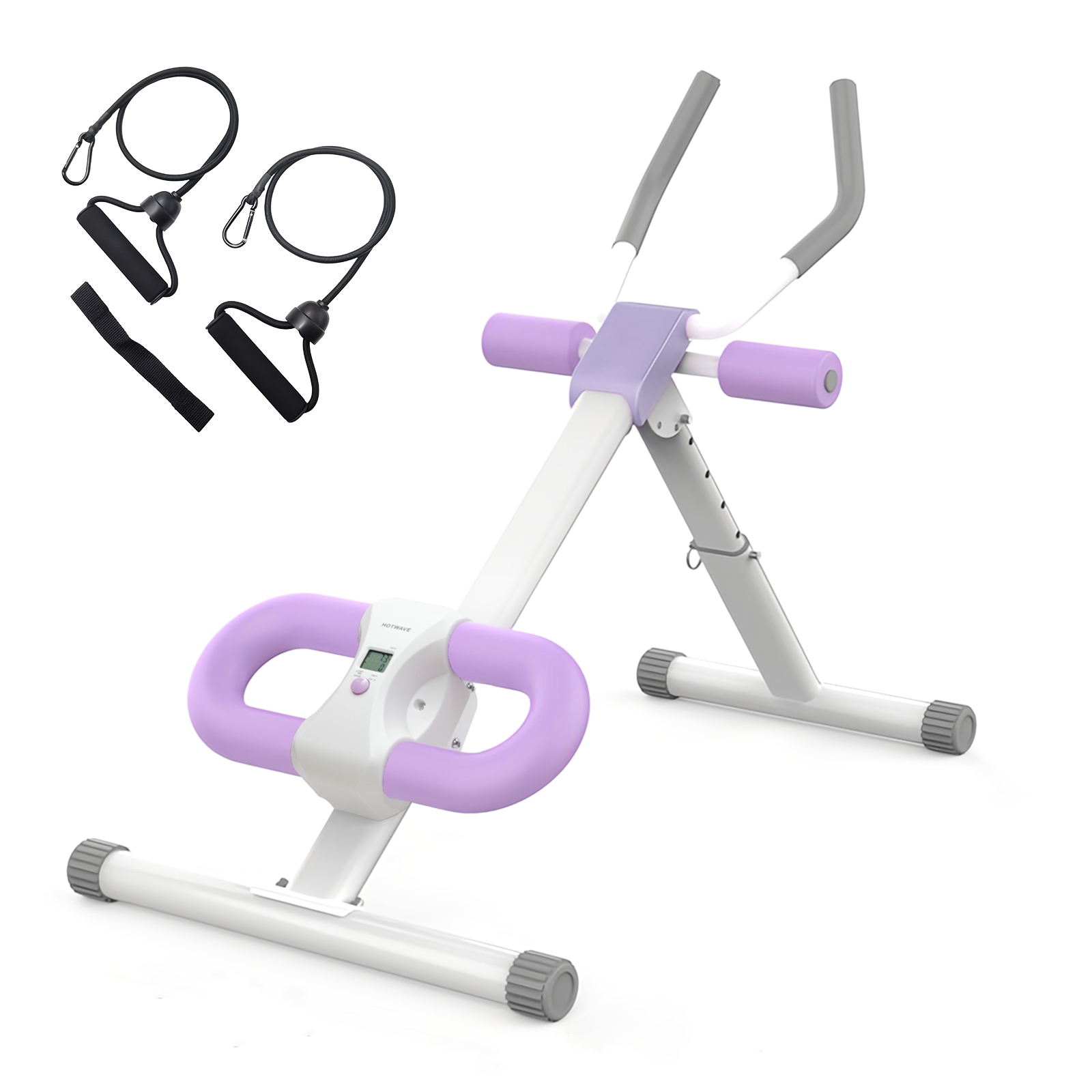 RICAN Foldable Ab Machine, Adjustable Ab Workout Equipment, Abdominal Trainers for Full Body Workout, Abdominal Trainer Fitness Equipment with LCD Display