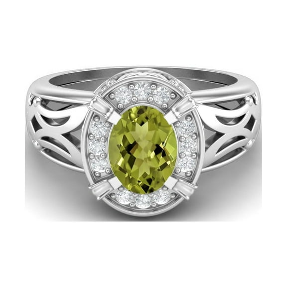 Mooneye 8x6mm Oval Peridot 925 Sterling Silver Filigree Celtic Valentines Day Gifts Ring