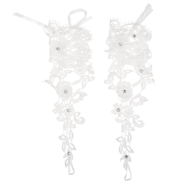 1 par de guantes nupciales de encaje Guantes de brazo Exquisitos Lolita Traje Guantes (blanco)