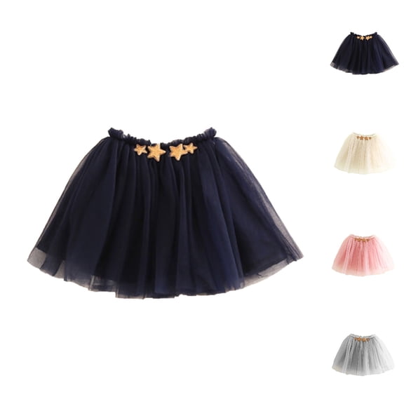 HJYCHN Tutu Skirt Girls Star Patch Mesh Tutu Skirt with Lining for Carnival Party Dance Performance Back to School Clothes for Girls 4-5 Years