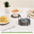 thumbnail image 5 of Yayeee 6 PCS Drink Coasters with Holder Set Woven Absorbent Round Tabletop Hot Pad, Crystal Moon, 5 of 7