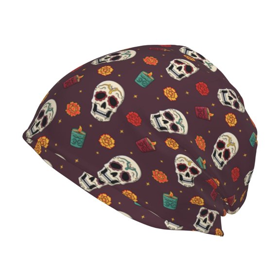 Logiee Skull colorful flower Print Unisex Knit Beanie for Men Women Winter Hat,Beanies Skull Caps