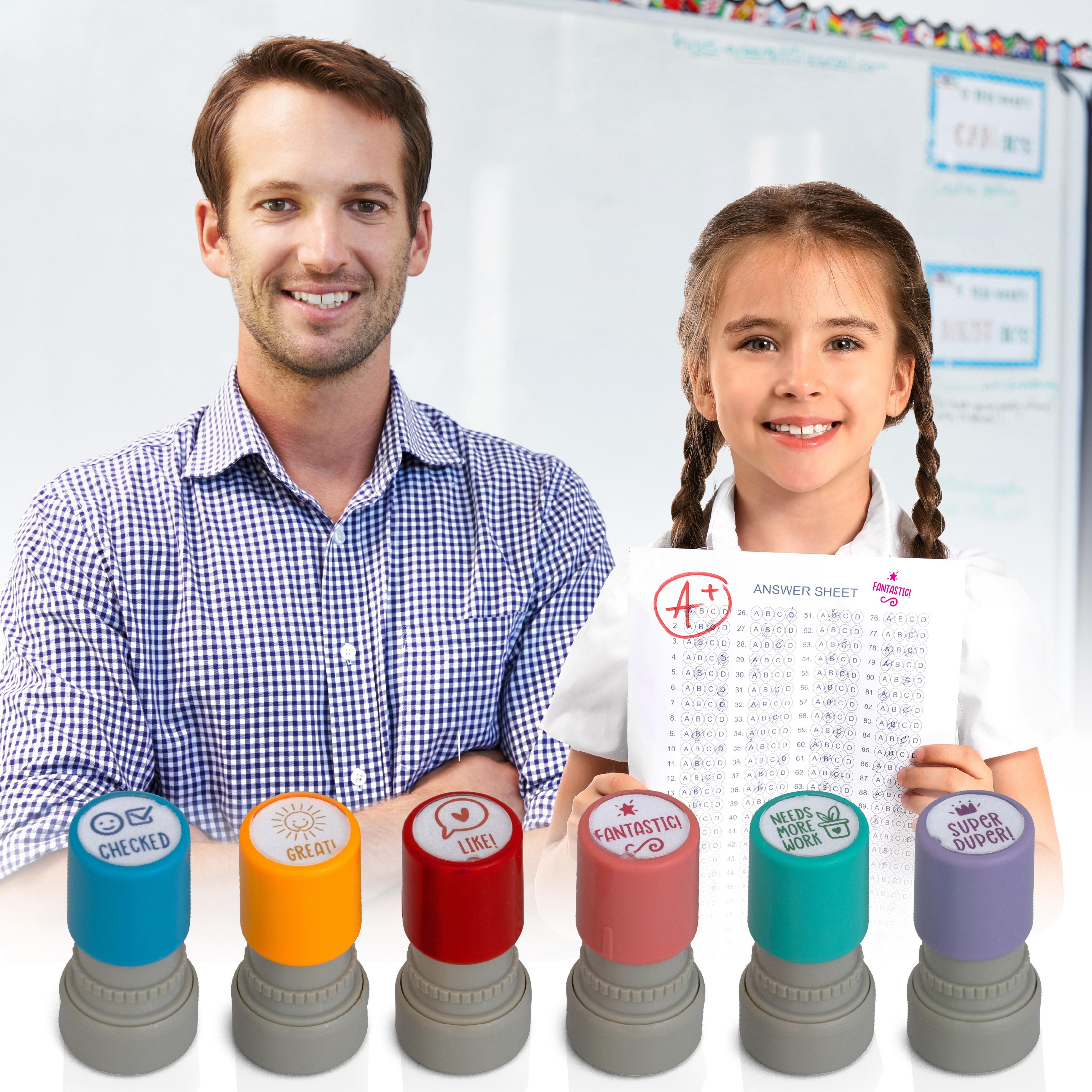  Reliancer 8PCS Teacher Stamp Set Colorful Self-Inking