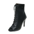 thumbnail image 1 of Women High Heeled Shoes Bow Square Toe Transparent Strap Rhinestone Sandals Summer New One-Line Ribbon Sandals Black, 1 of 8