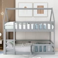 thumbnail image 3 of Twin over Twin House Bunk Bed with Fence and Door, Gray, 3 of 13
