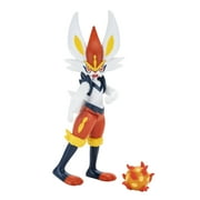 Pokemon Cinderace Battle Feature Figure - 4.5 inch Cinderace Battle Ready Figure with Fireball Accessory