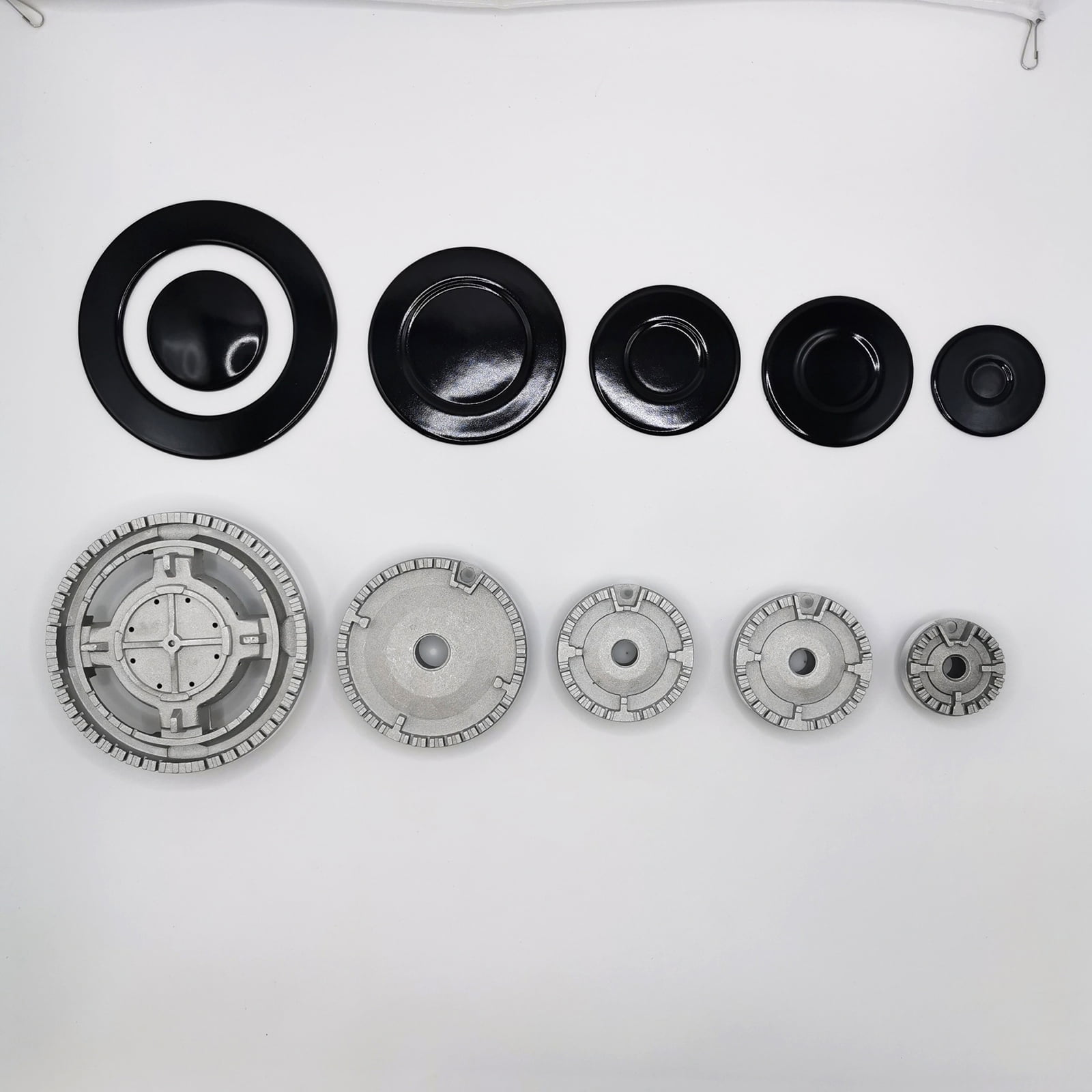 Metal Stove Burners and Knob Set Cooktop Burners Heads and Control Knobs Ranges Burners Caps Metal Texture for Stove