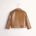 thumbnail image 3 of Usaibhir Girl's Fax PU Leather Jacket Zip Up Long Sleeve Collared Biker Outerwear Lightweight Coat Streetwear 2-8T, 3 of 3