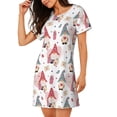 thumbnail image 2 of Kdxio Gnome With Love Letter Pattern Womens Short Sleeve Sleepshirt Scoopneck Cute Nightdress Ruffle Comfy Nightgown, 2 of 6