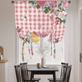 thumbnail image 3 of Pink Spring Floral Balloon Curtains for Living Room/French Door, Watercolor Flowers Butterfly Checkered Tie Up Curtains 63 Inch Length Energy Saving Kitchen Curtains Shades for Windows 42"x63", 3 of 8