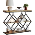 thumbnail image 1 of Industrial 3-Tier Entryway Table with Diamond-Shaped Metal Frame - Console Sofa Table with Open Shelves for Hallway & Foyer, 1 of 4