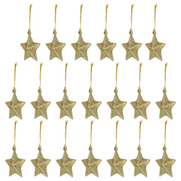 FRCOLOR 30Pcs Rustic Star Ornaments Golden Hanging Sign for Garden Christmas Decorations