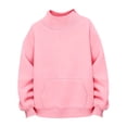 thumbnail image 3 of LNMQLPDBS Girls High Neck Sweatshirt with Front Pocket Casual Warm Long Sleeve Pullover Tops for Kids Tween Daily Wear Outgoing School Basic Solid Sweatshirt for Fall Winter, 3 of 6