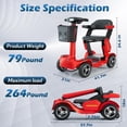 thumbnail image 3 of GLIDEZONE 4 Wheels Mobility Scooter with Charger & Basket for Seniors, Electric Powered Folding Wheelchair Device with 35 Miles for Travel, 3 of 7
