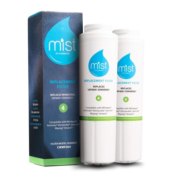 Mist Refrigerator Water Filter Replacement Cartridge for Maytag UKF8001 , Whirlpool Filter 4 Everydrop EDR4RXD1, 4396395, Kenmore 46-9005, RWF0900A, 2-Pack