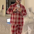 thumbnail image 2 of Pijamas navideños a cuadros para mujer, ropa de dormir coreana, Pijamas de otoño, ropa bonita, Conjuntos de pantalones de 2 piezas, ropa de descanso, traje de Pj, 2 of 3