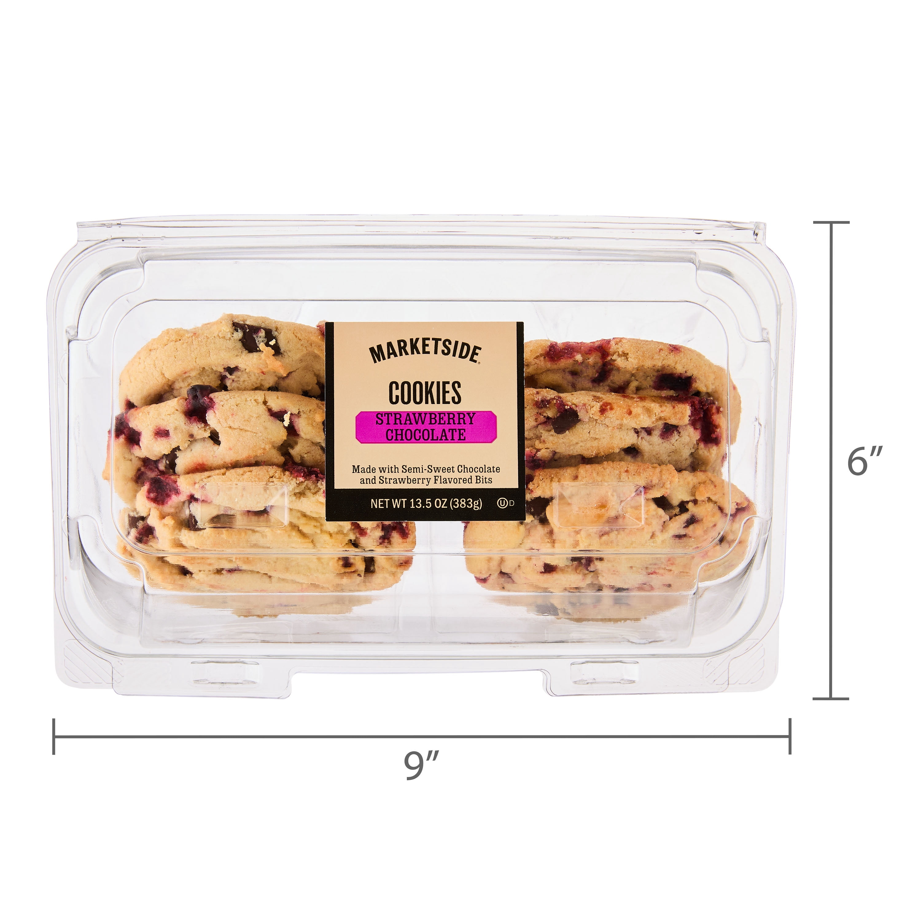 Marketside Strawberry Chocolate Valentine's Day Baked Cookies, 13.5 oz, 6 Count
