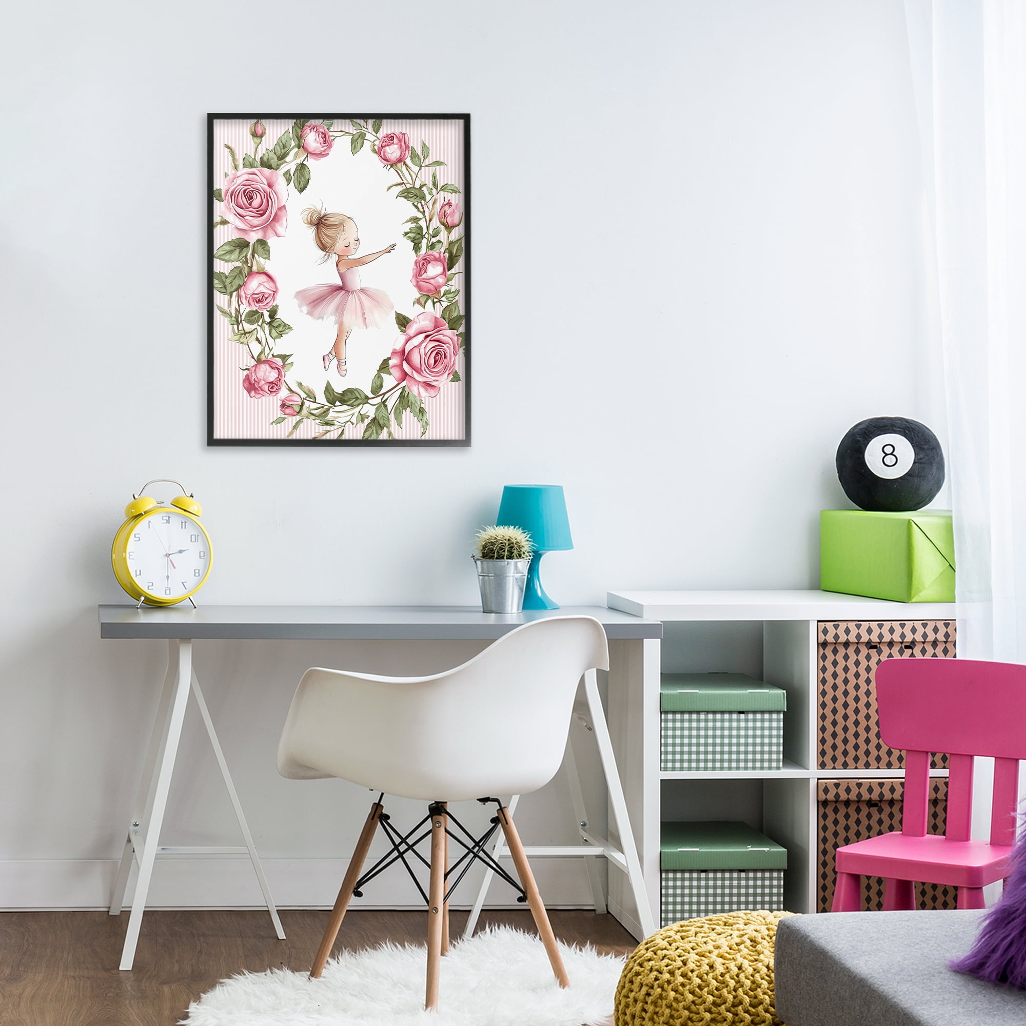 Stupell Industries Little Rose Dance Ballerina Black Framed Giclee Art, design by Christine Simpson Art