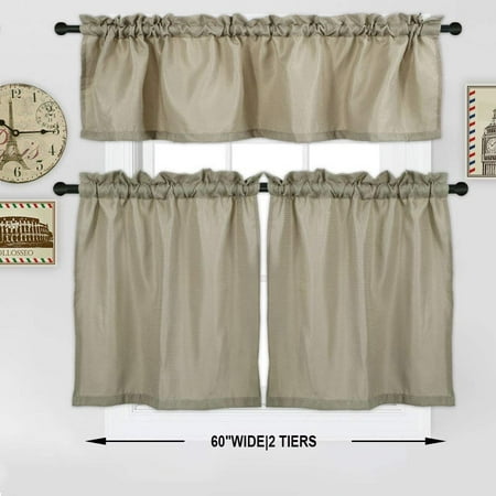 Waffle Kitchen Tier Curtains Short Length Water Repellent