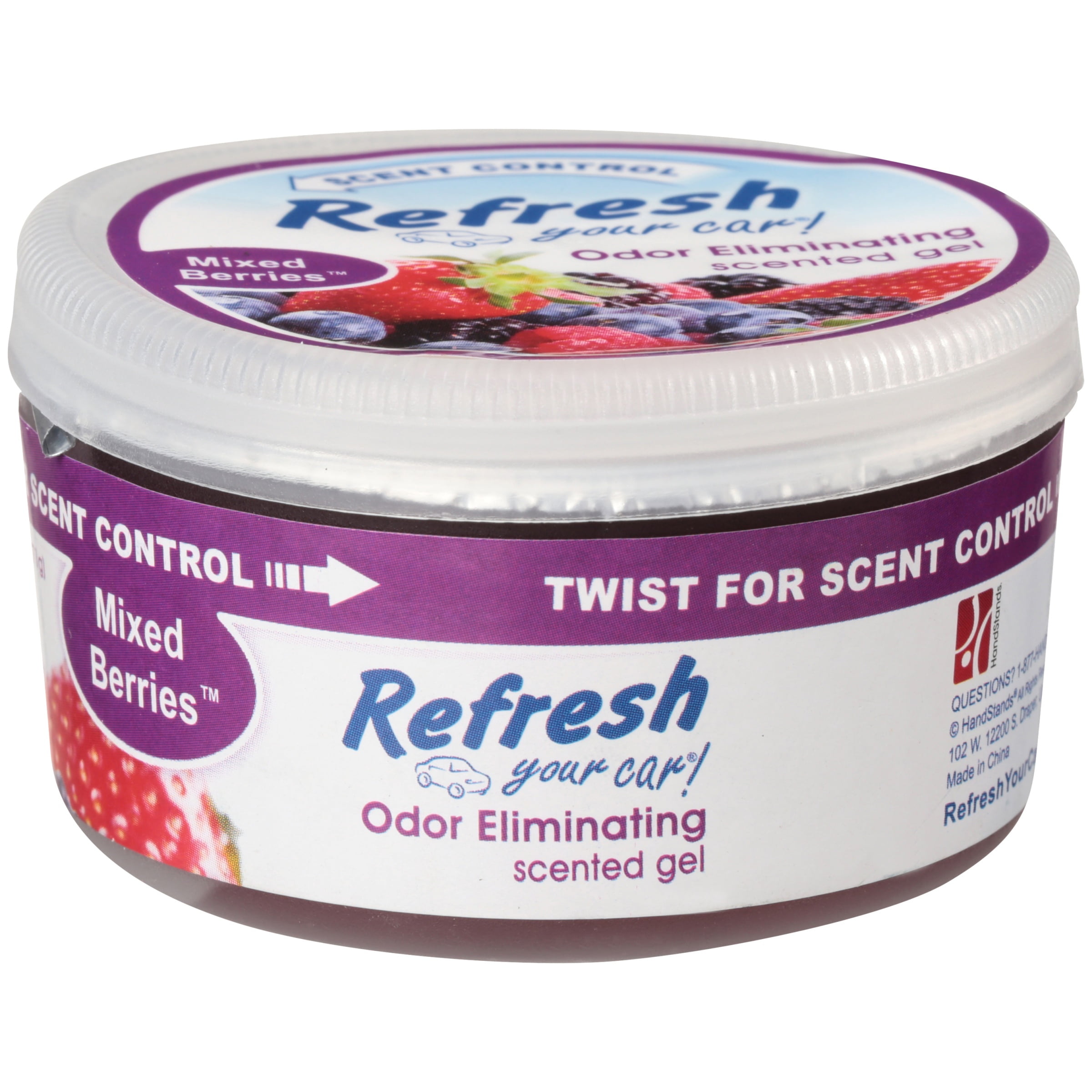 Refresh Your Car! Mixed Berries Scent Gel Air Freshener, 2.5 Oz