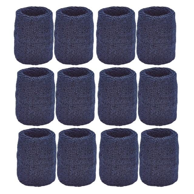 Pulseras deportivas Tourna, 12 unidades, color azul marino, 7,5 cm