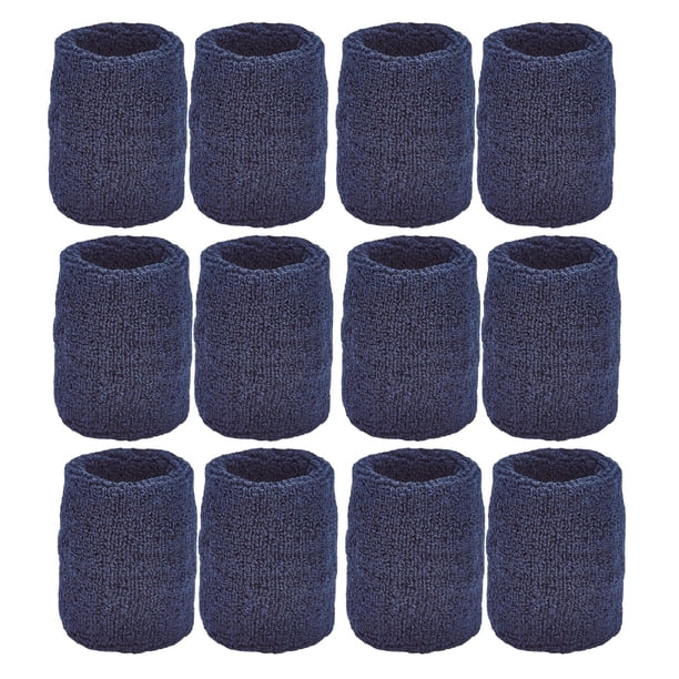 Pulseras deportivas Tourna, 12 unidades, color azul marino, 7,5 cm
