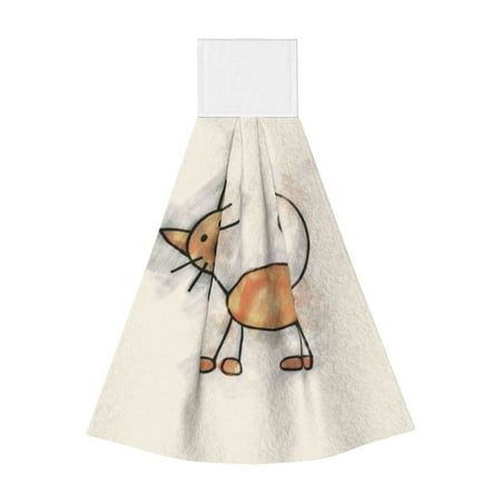 

Lukts Brown Cat Cartoon for Coral Fleece Velcro Towel Suitable for Bathroom Kitchen Hanging Absorbent Towel Household Items