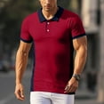 thumbnail image 2 of Polo Shirts for Men Color Block Summer Casual Short Sleeve Comfortable Top Button Collared Slim Fit Mens T-Shirts, 2 of 7