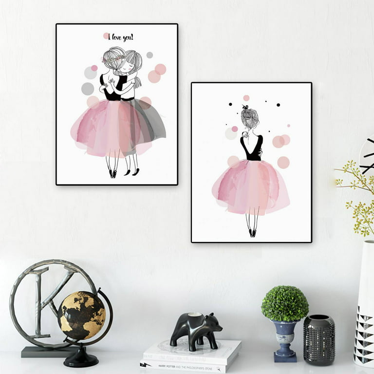 Clearance! EQWLJWE Eiffel Tower Wall Decor Girls Pink Theme Room, Paris  Wall Art Princess Girl Flowers Bedroom Decor ,Canvas Art Framed Posters  Paintings,7.8*9.8inches 